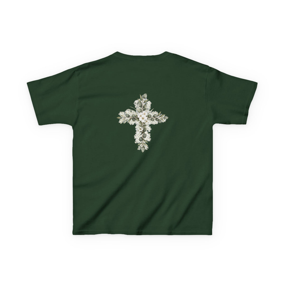 Kids Tee — Floral Cross “Faith” Christian Shirt for Children (Easter, Baptism, Church)