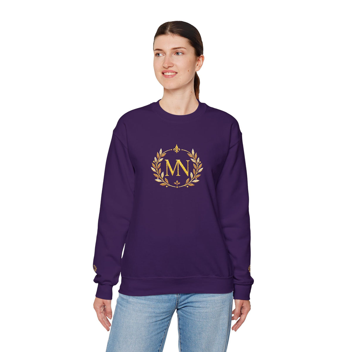 Gold Laurel Monogram Crewneck Sweatshirt