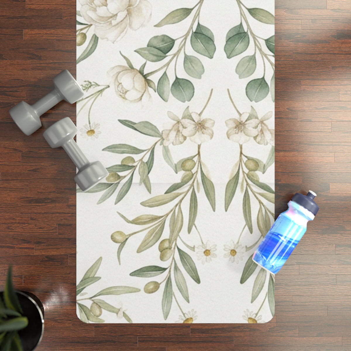Floral Sage Rubber Yoga Mat — Non-Slip Eco-Friendly Exercise Mat