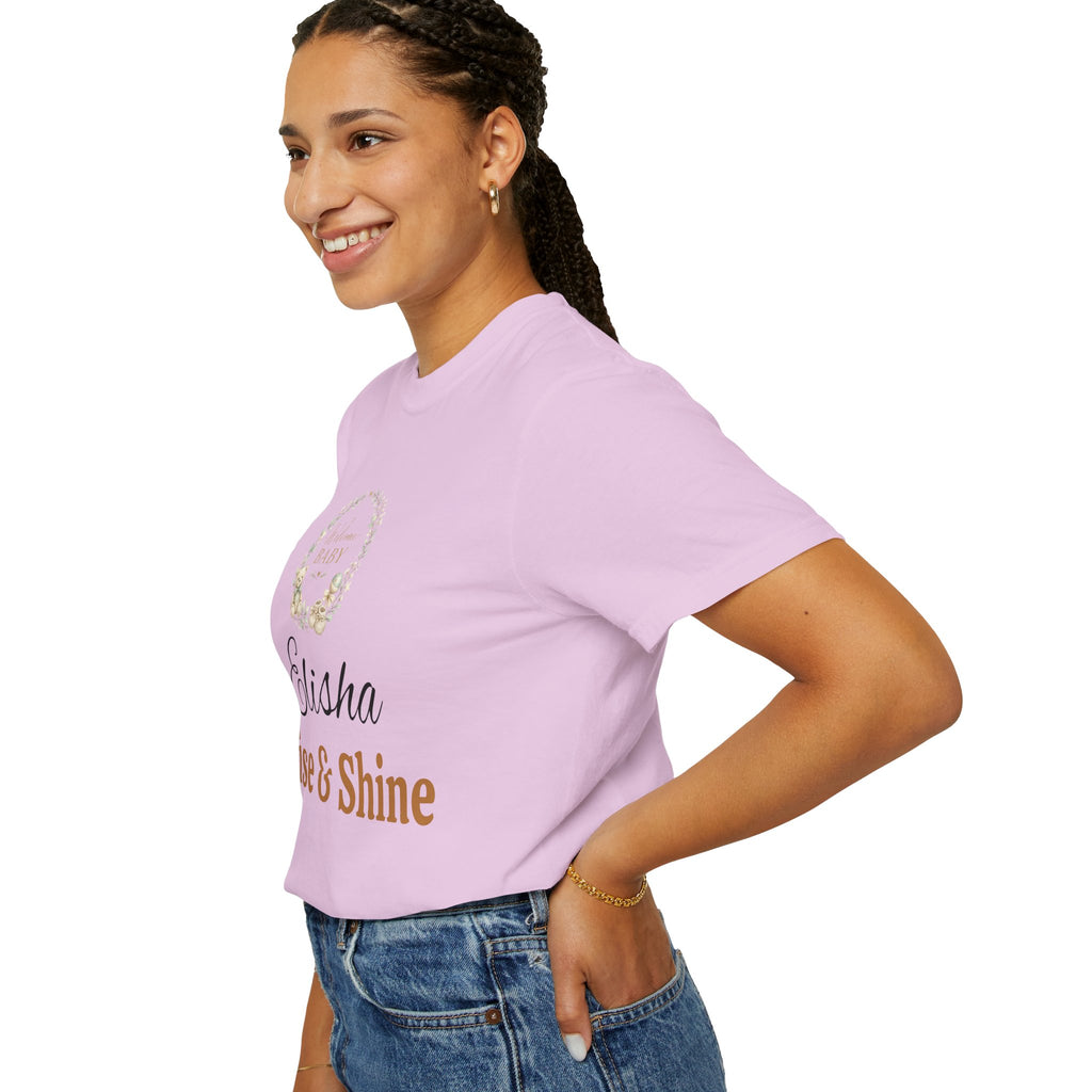 Personalized 'Rise & Shine' T-Shirt — Custom Name Floral Monogram Tee