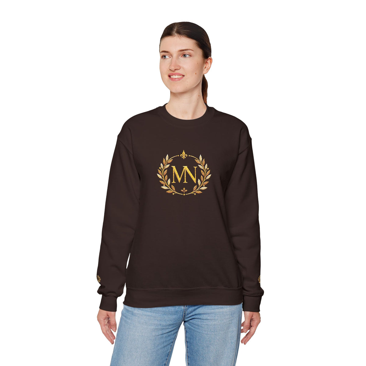 Gold Laurel Monogram Crewneck Sweatshirt