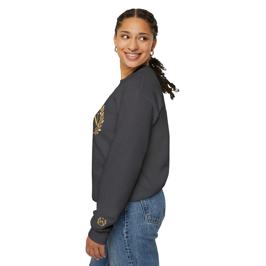 Gold Laurel Monogram Crewneck Sweatshirt