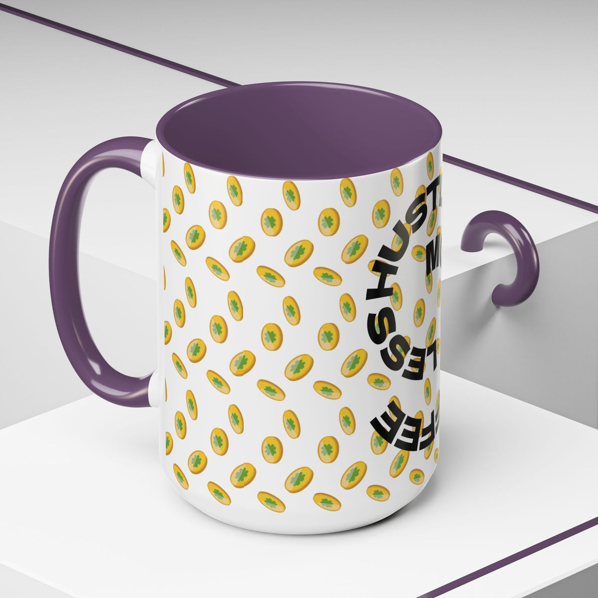 Hustle More Coffee Mug — Avocado Pattern Accent Mug (11/15oz