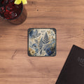 Floral Fern Coasters — Navy & Gold Botanical Drink Coasters (Set)