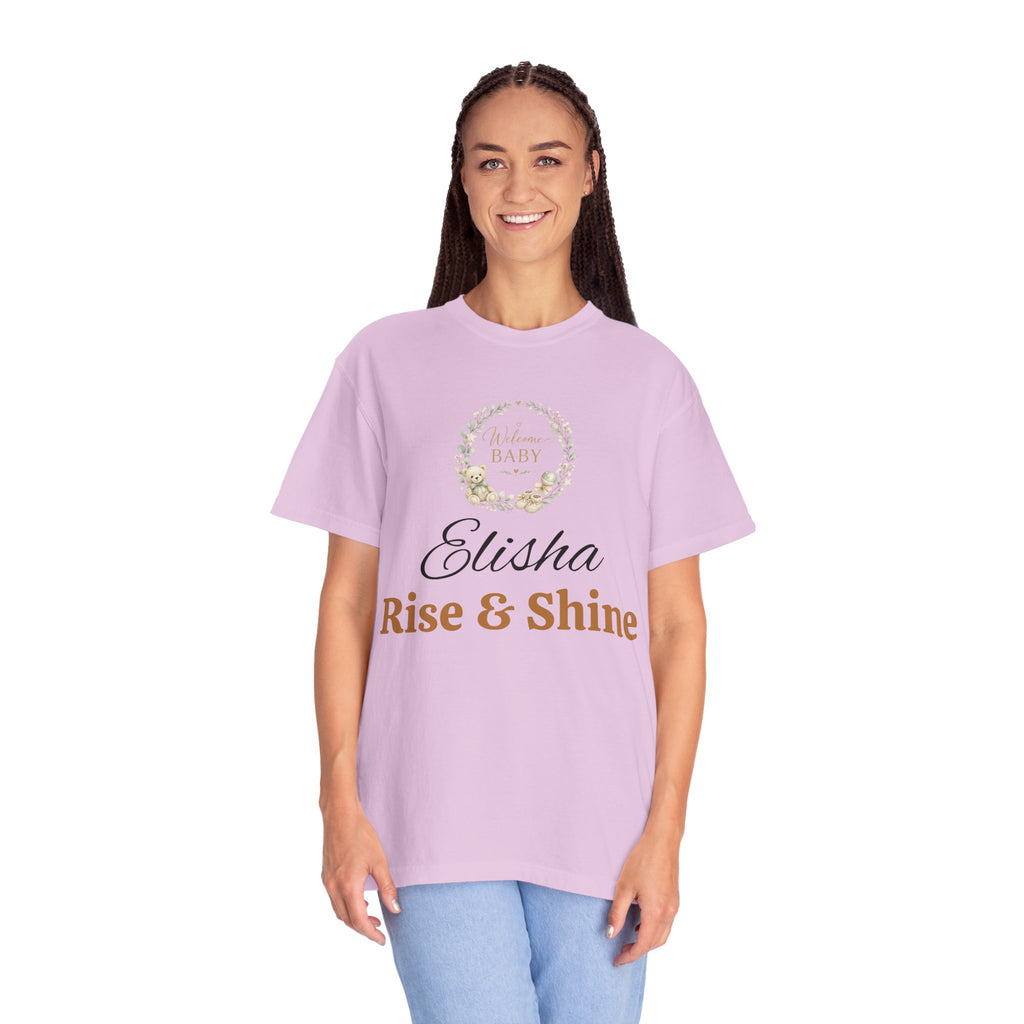 Personalized 'Rise & Shine' T-Shirt — Custom Name Floral Monogram Tee