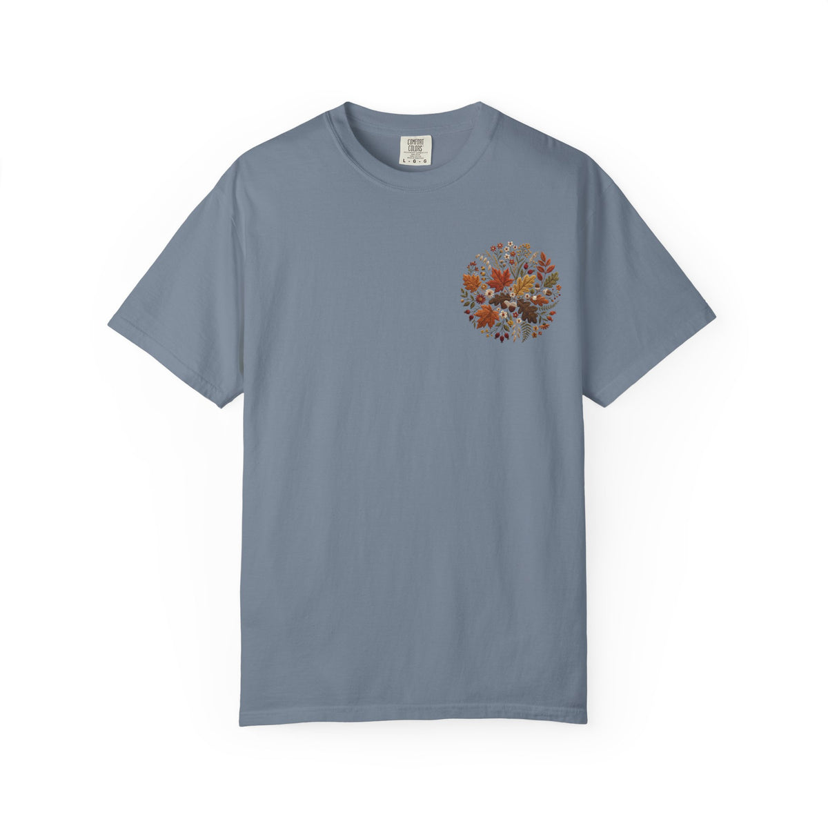 T-Shirt — Autumn Floral Wreath Tee (Fall Leaves Chest & Back Print)