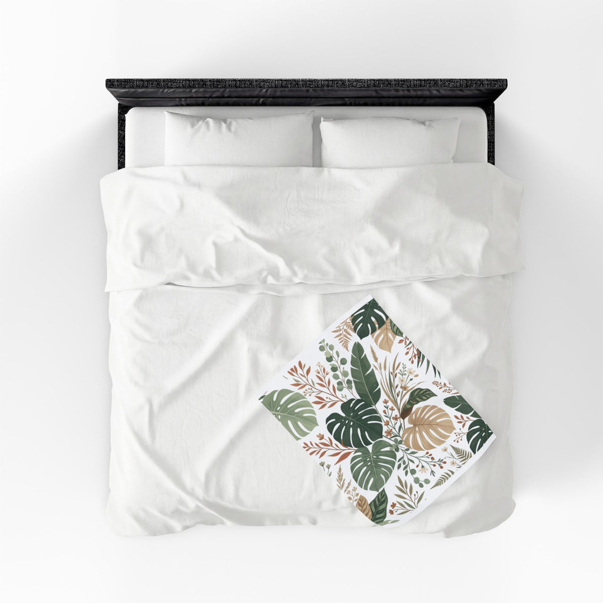 Botanical Monstera Velveteen Plush Blanket – Tropical Leaf Throw for Cozy Home Décor