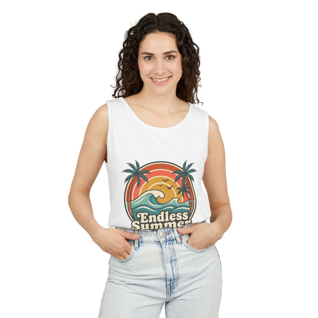 Endless Summer Tank Top — Retro Beach Palm Tree Surf Graphic