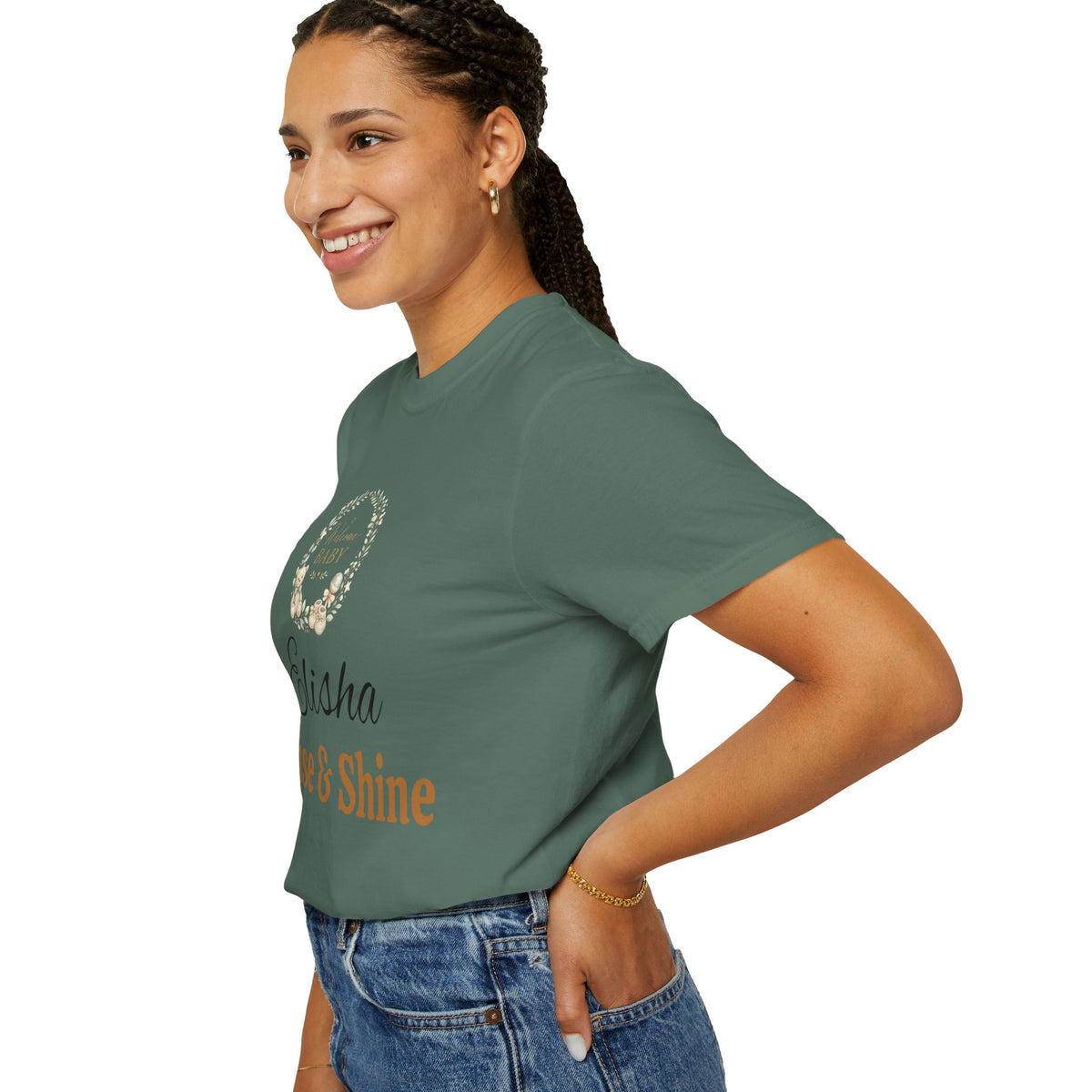 Personalized 'Rise & Shine' T-Shirt — Custom Name Floral Monogram Tee