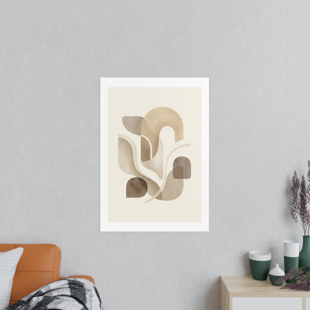 Beige Botanical Wall Art Poster — Minimalist Neutral Print, 250gsm Photo Paper, Matte or Satin