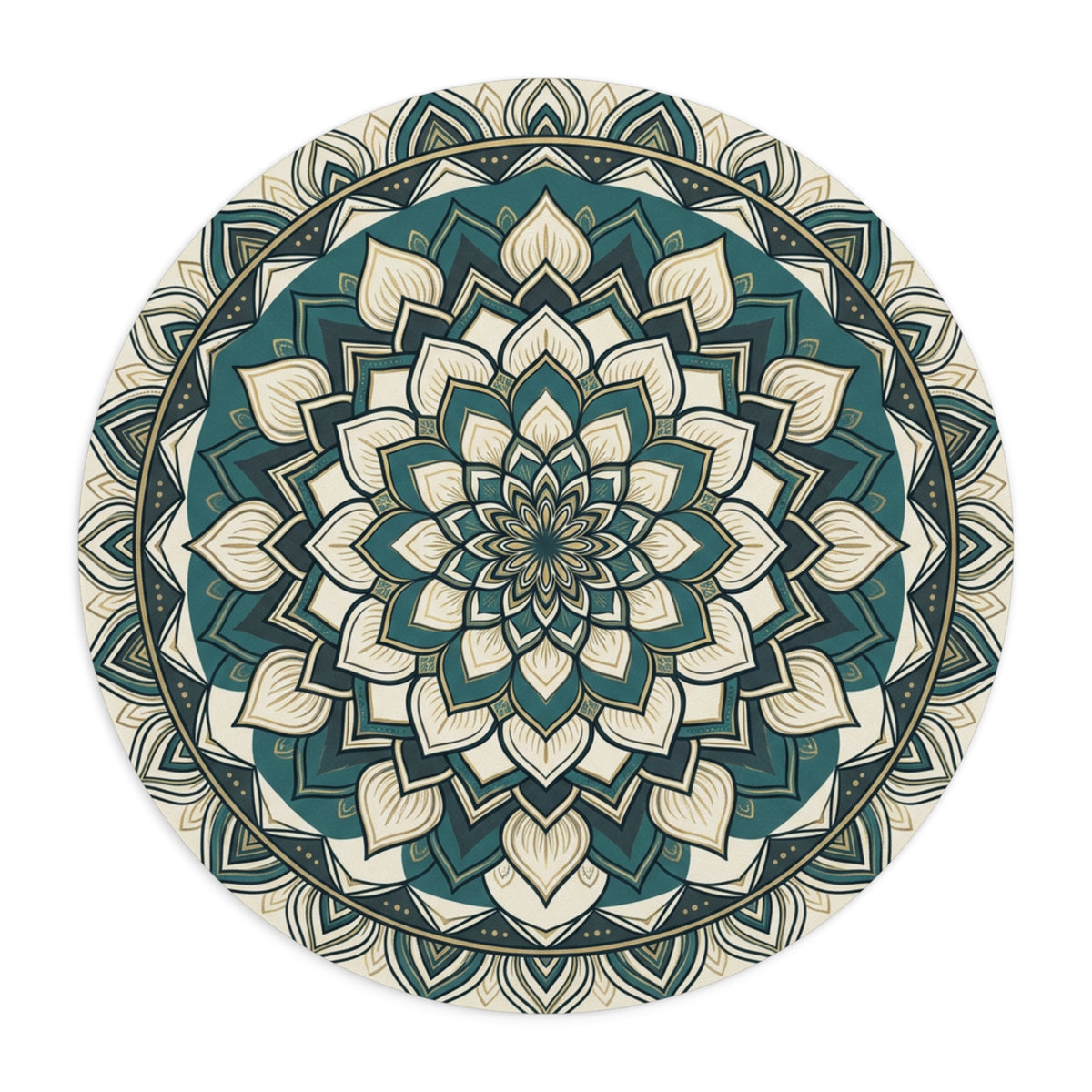 Teal Mandala Round Mouse Pad — Boho Desk Mat for Home Office, Meditation & Gifting