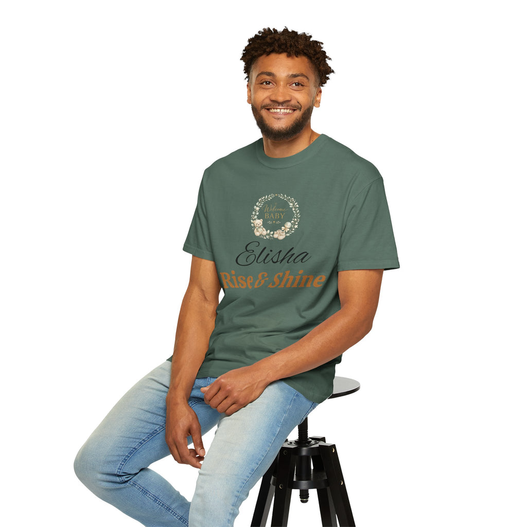 Personalized 'Rise & Shine' T-Shirt — Custom Name Floral Monogram Tee
