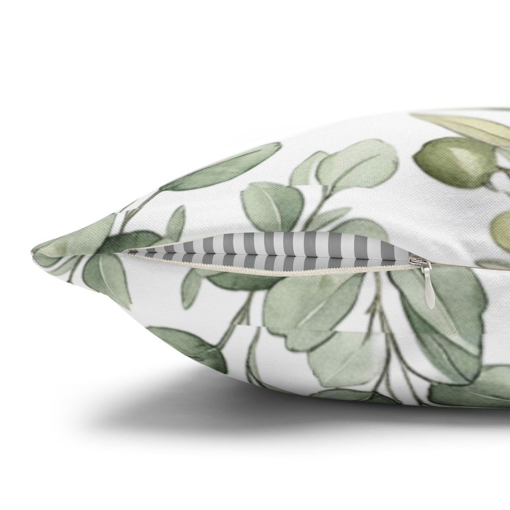 Botanical Greenery Square Pillowcase — Watercolour Eucalyptus & Fern Throw Pillow Cover