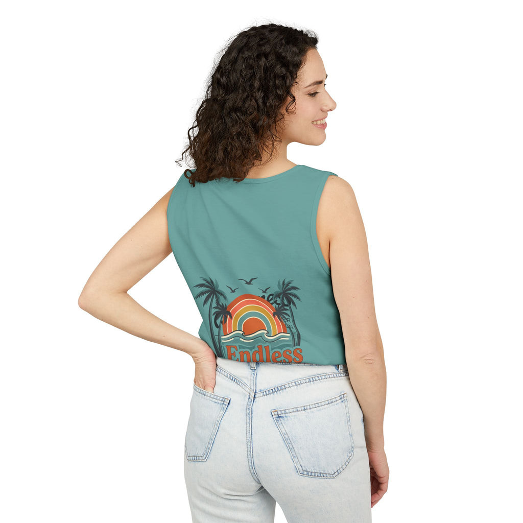 Endless Summer Tank Top — Retro Beach Palm Tree Surf Graphic