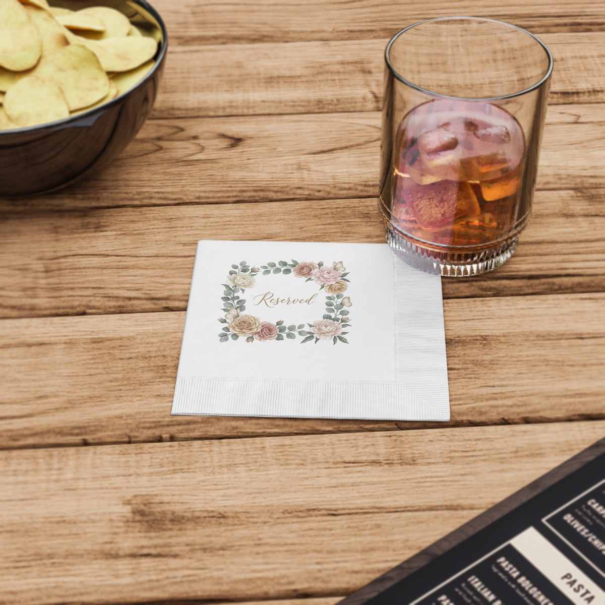 Reserved Floral Napkins — Elegant Wedding & Event Cocktail Napkins