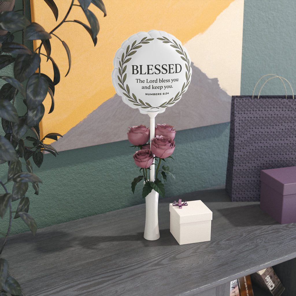Blessed Heart Balloon — "BLESSED" Bible Verse (Numbers 6:24) 6" Religious Party Favor
