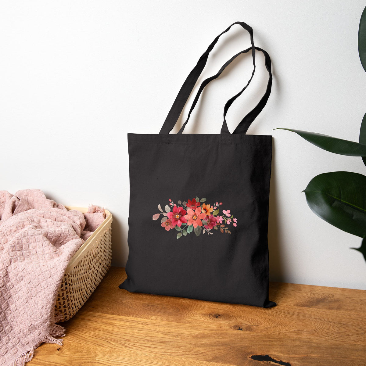 Grow & Bloom Floral Canvas Tote Bag