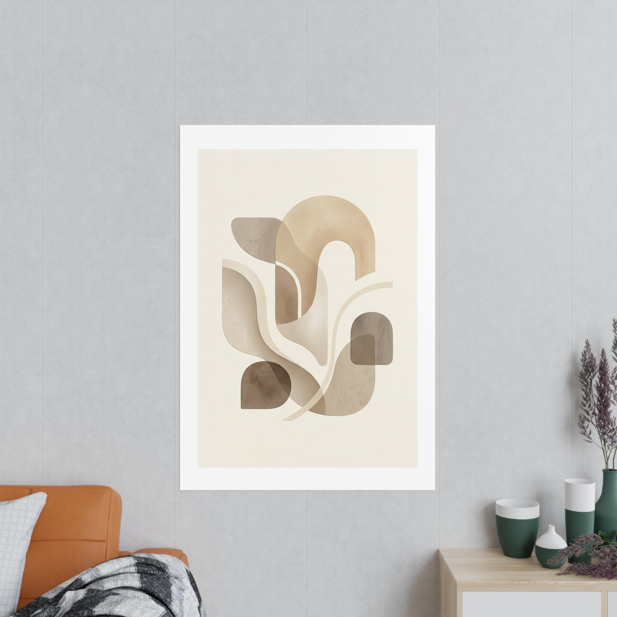 Beige Botanical Wall Art Poster — Minimalist Neutral Print, 250gsm Photo Paper, Matte or Satin