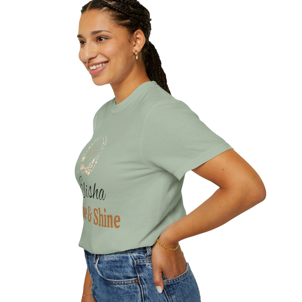 Personalized 'Rise & Shine' T-Shirt — Custom Name Floral Monogram Tee
