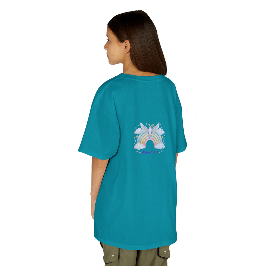 Christian Kids T-Shirt — "God Keeps His Promises" Rainbow Dove Tee | Psalm 145:13