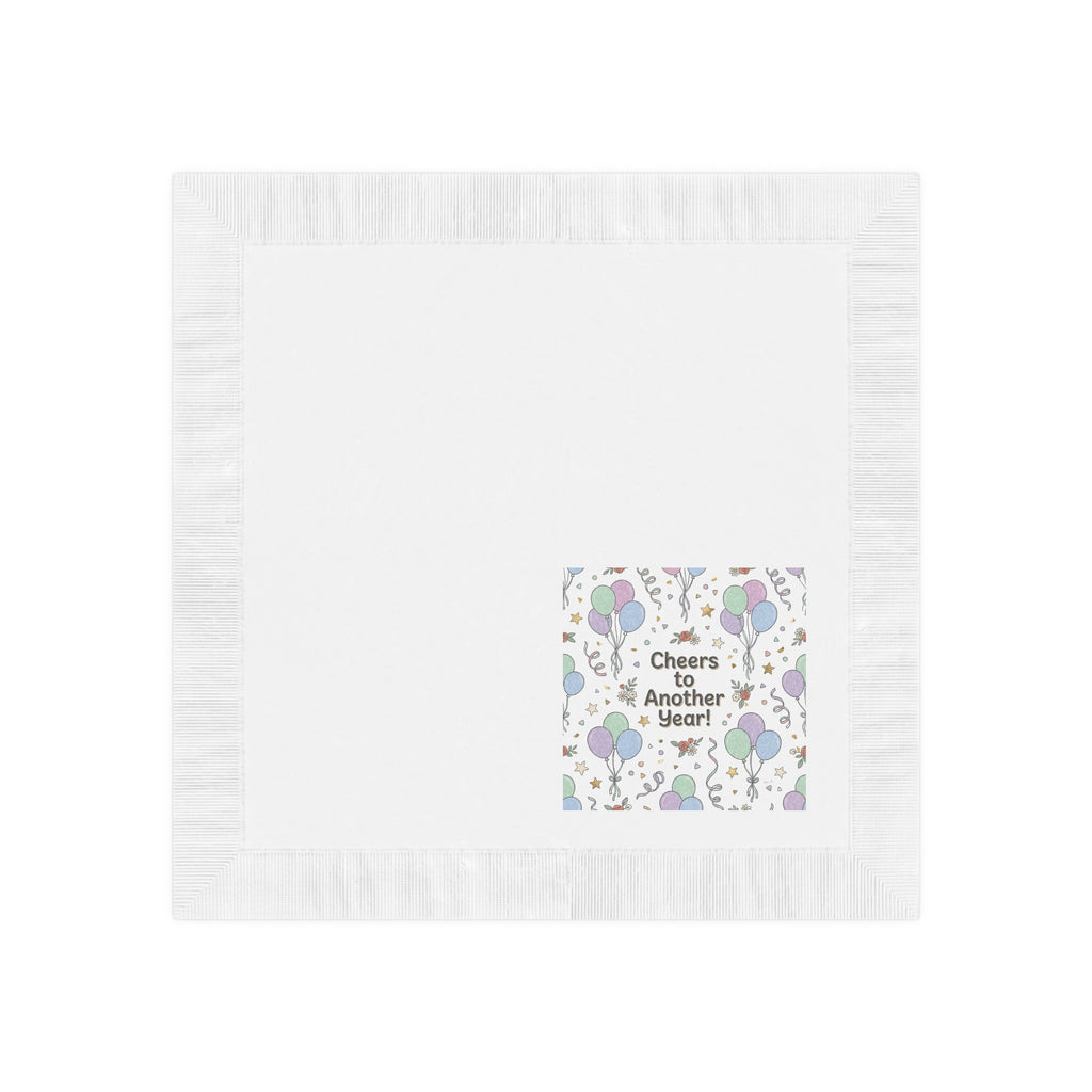 Cheers to Another Year Cocktail Napkins — Birthday & New Year Party Beverage Napkins