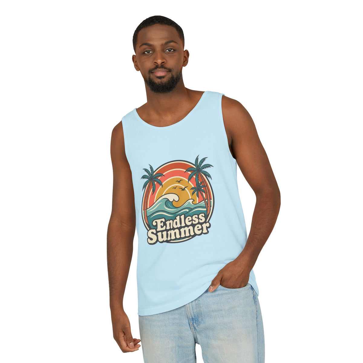 Endless Summer Tank Top — Retro Beach Palm Tree Surf Graphic