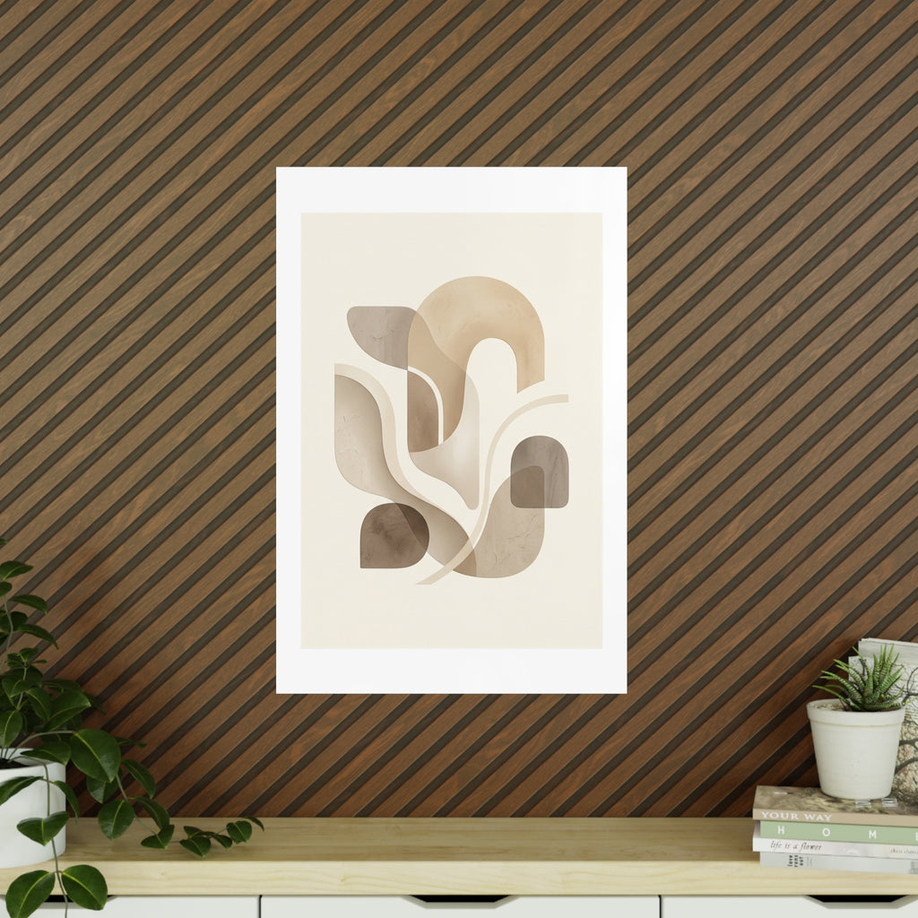 Beige Botanical Wall Art Poster — Minimalist Neutral Print, 250gsm Photo Paper, Matte or Satin