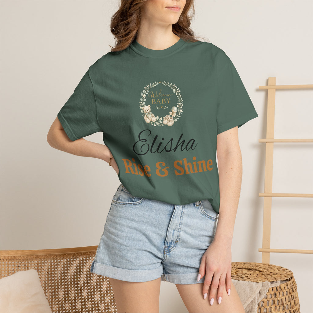 Personalized 'Rise & Shine' T-Shirt — Custom Name Floral Monogram Tee