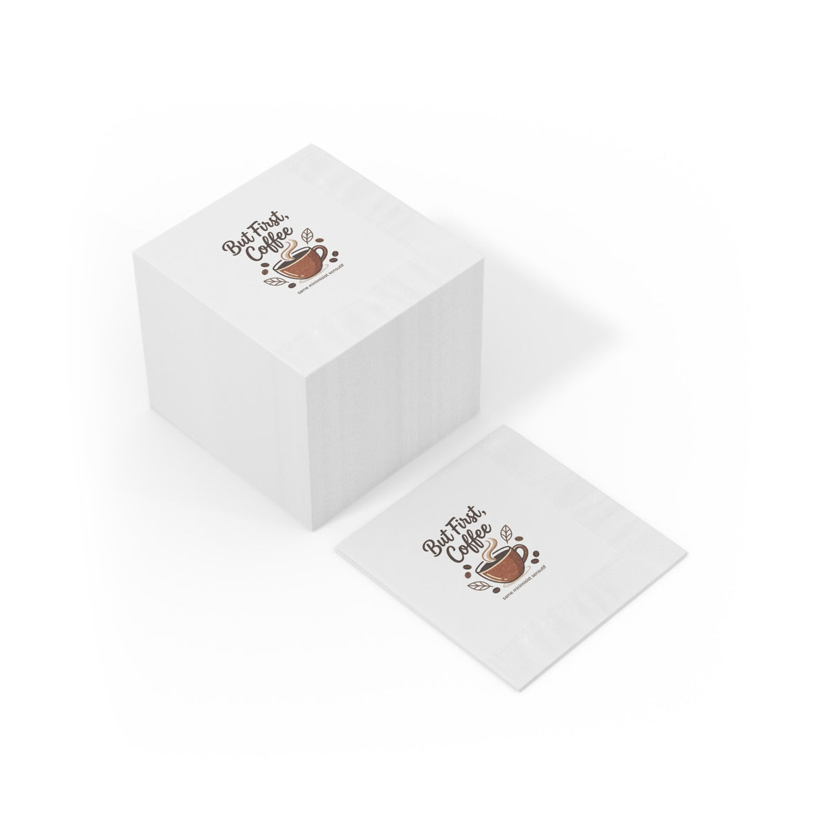 But First Coffee Napkins — Paper Cocktail Napkins with Coffee Cup Design