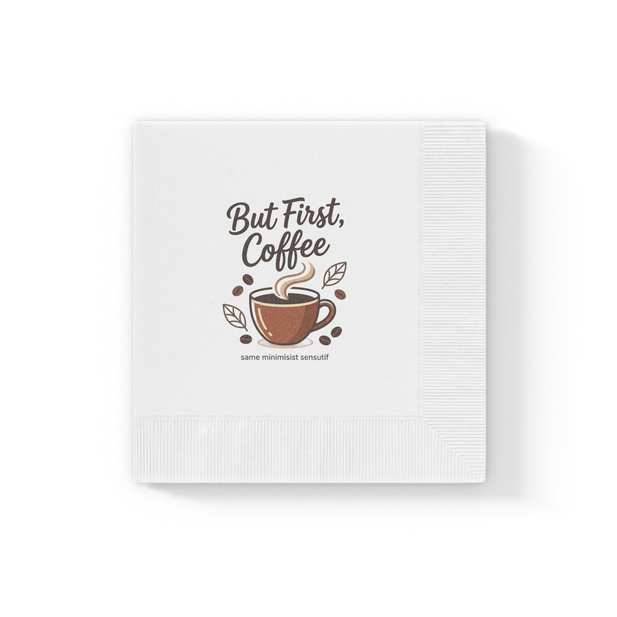 But First Coffee Napkins — Paper Cocktail Napkins with Coffee Cup Design