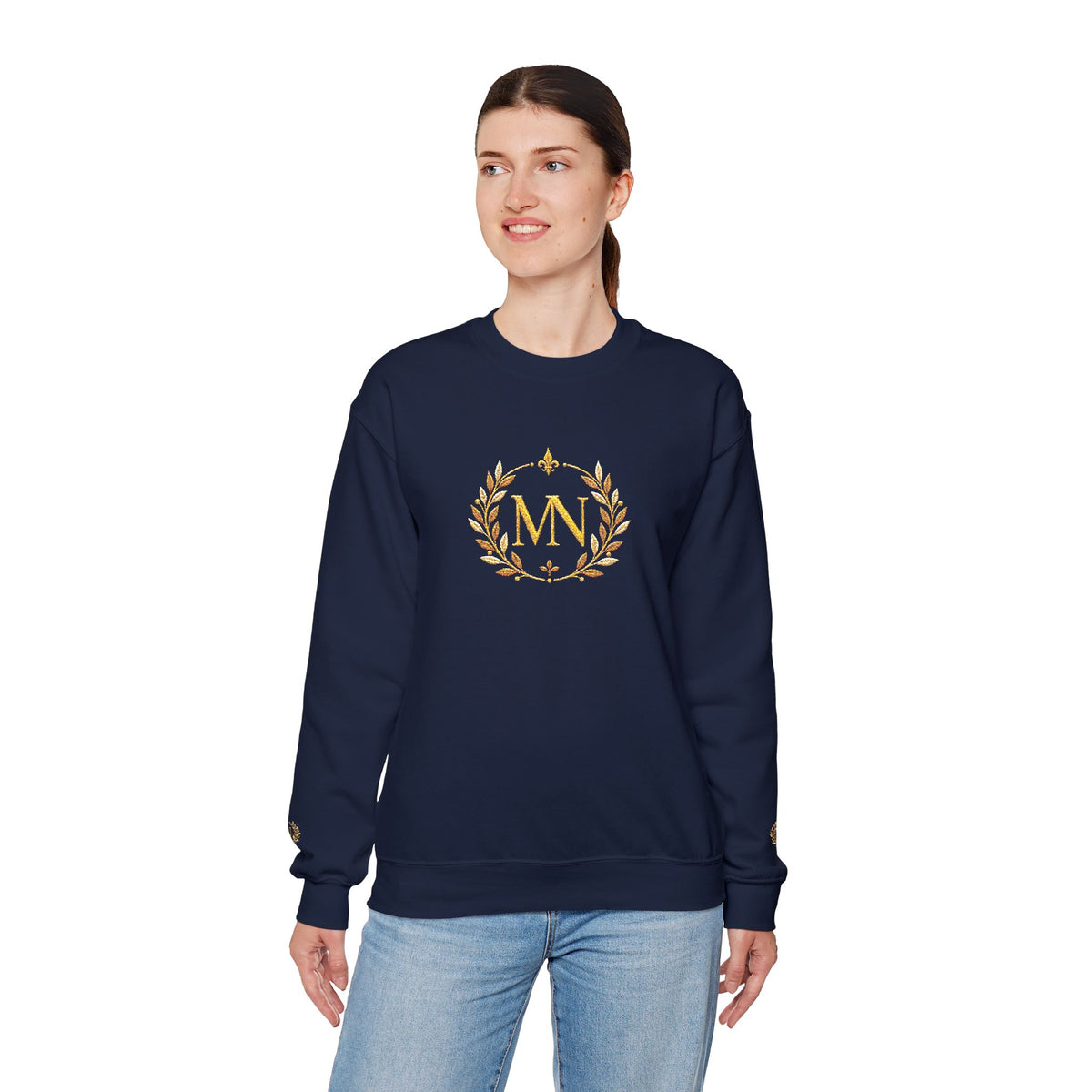 Gold Laurel Monogram Crewneck Sweatshirt