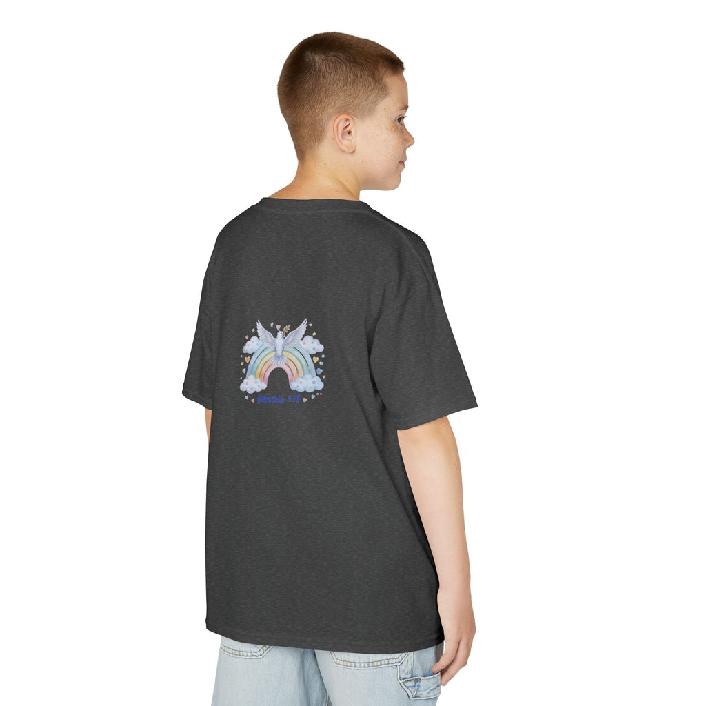 Christian Kids T-Shirt — "God Keeps His Promises" Rainbow Dove Tee | Psalm 145:13