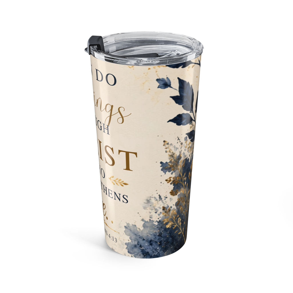 Christian Philippians 4:13 20oz Tumbler — Floral Faith Insulated Travel Mug
