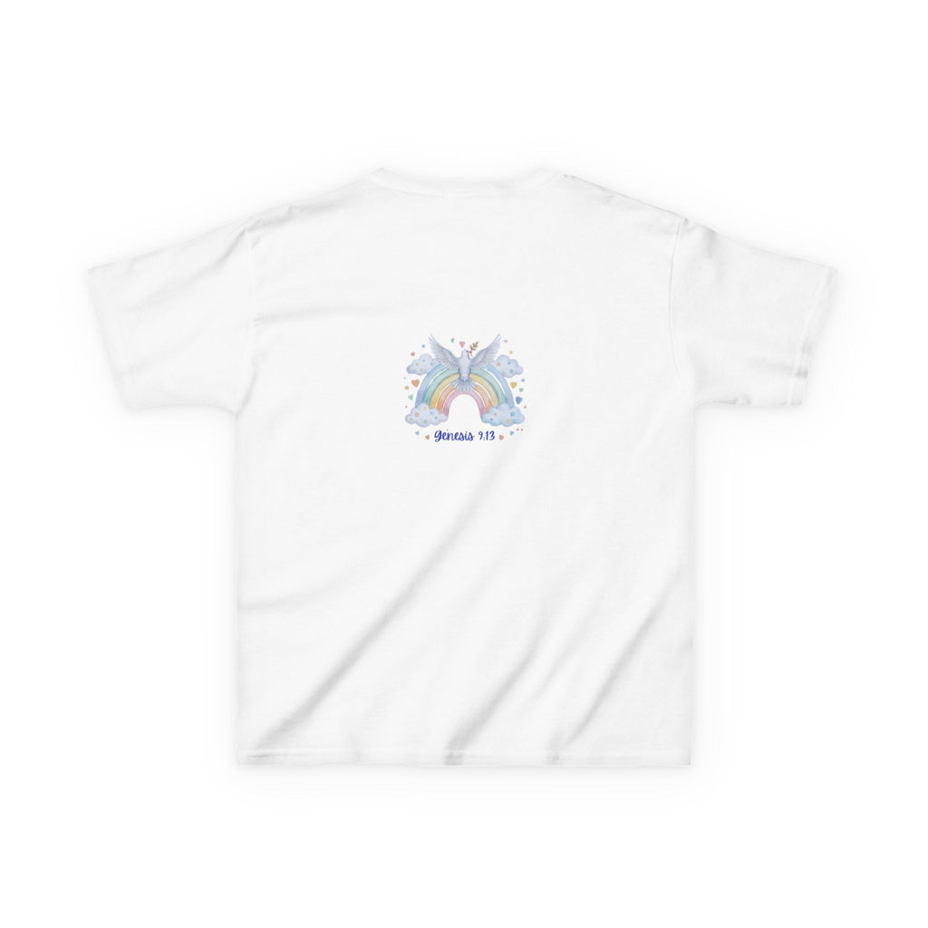 Christian Kids T-Shirt — "God Keeps His Promises" Rainbow Dove Tee | Psalm 145:13