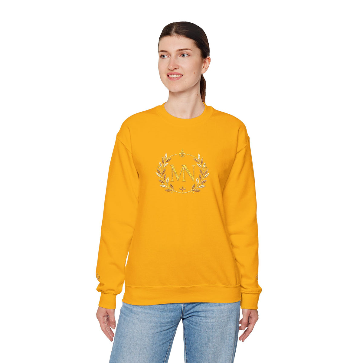 Gold Laurel Monogram Crewneck Sweatshirt