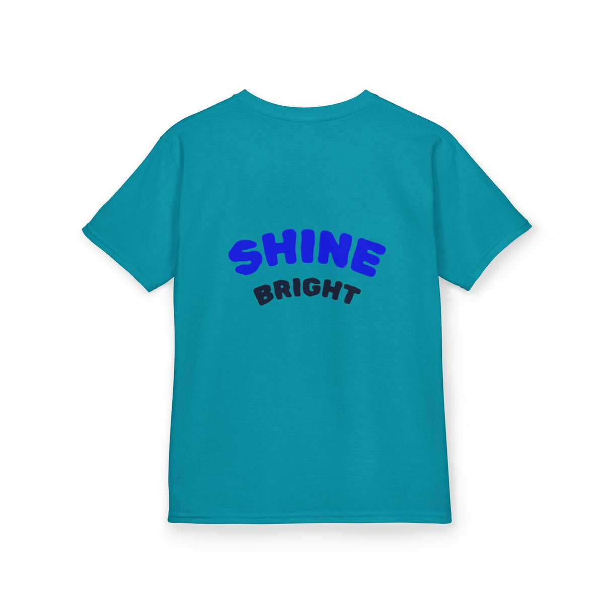 Kids Tee — "Be Kind, Be Cool" Dinosaur Graphic with "Shine Bright" Back