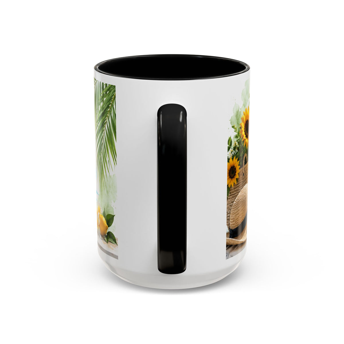 Hello Summer Accent Coffee Mug — Beach Vibes Lemon Palm Coastal Ceramic Mug (11/15oz)
