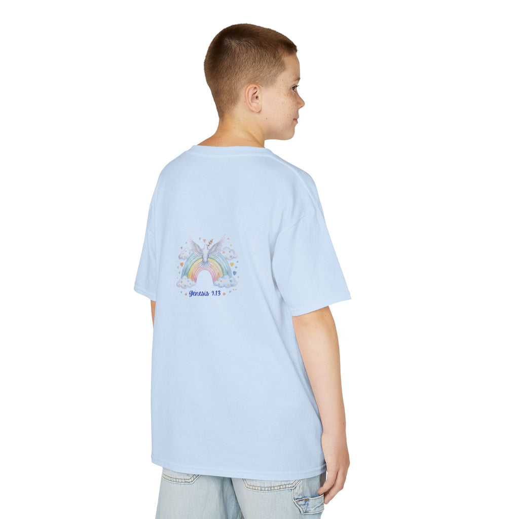 Christian Kids T-Shirt — "God Keeps His Promises" Rainbow Dove Tee | Psalm 145:13