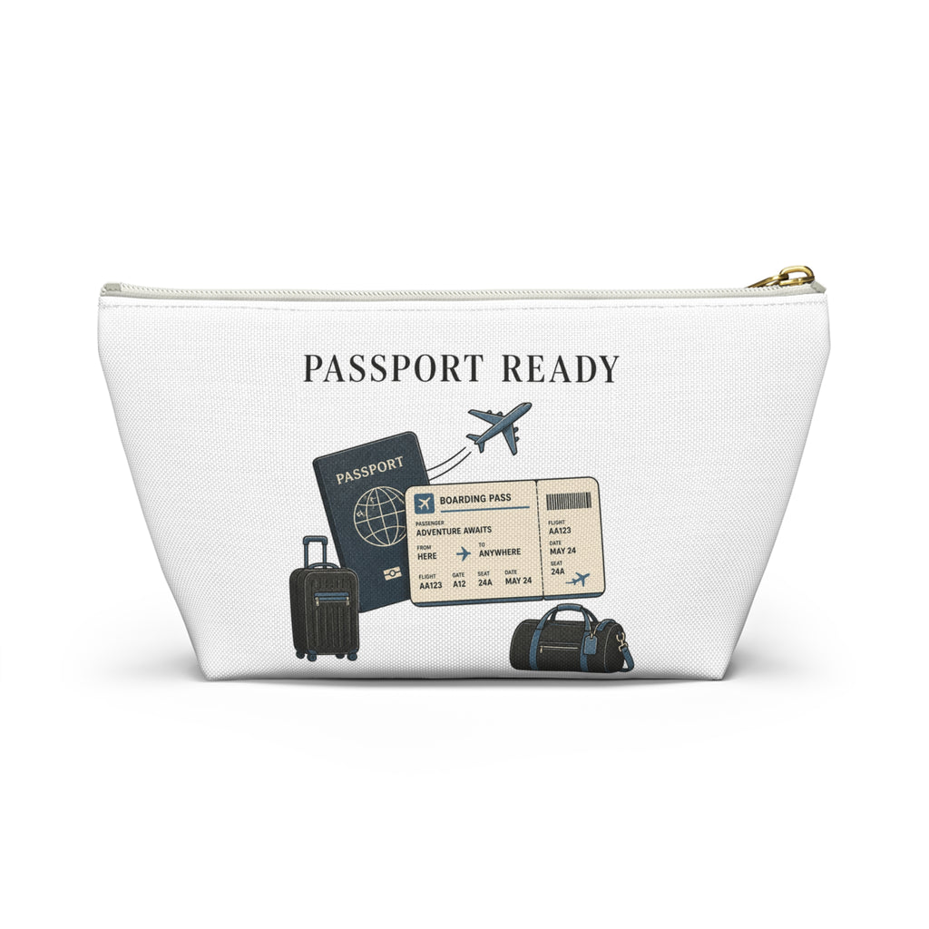 Passport Ready Travel Accessory Pouch — T‑Bottom Toiletry & Document Organizer
