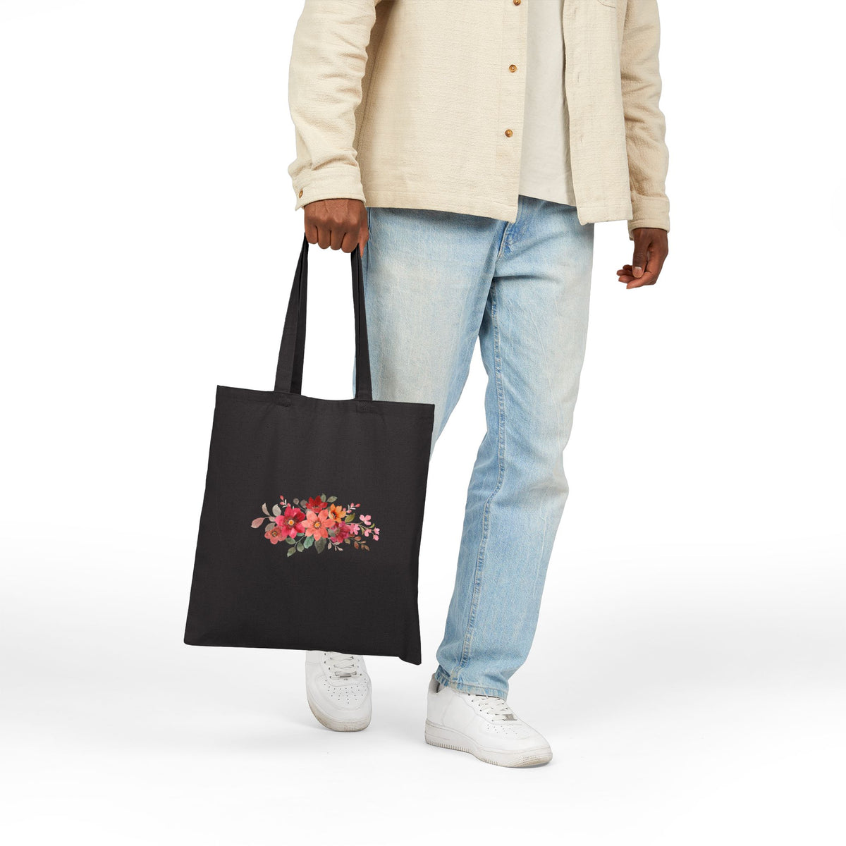 Grow & Bloom Floral Canvas Tote Bag