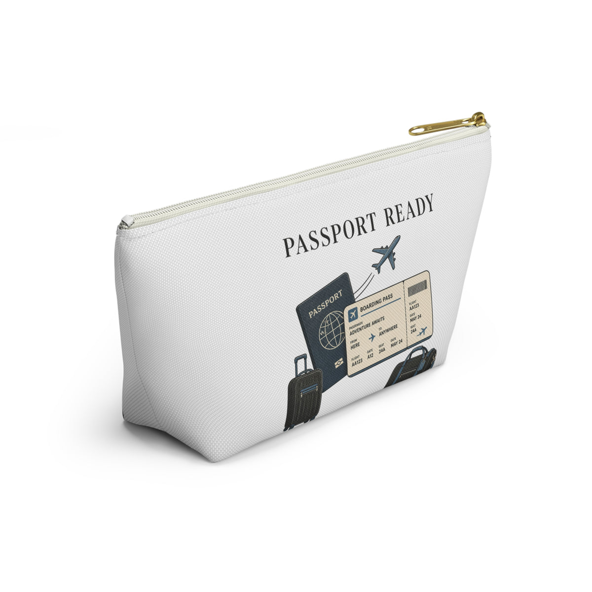 Passport Ready Travel Accessory Pouch — T‑Bottom Toiletry & Document Organizer