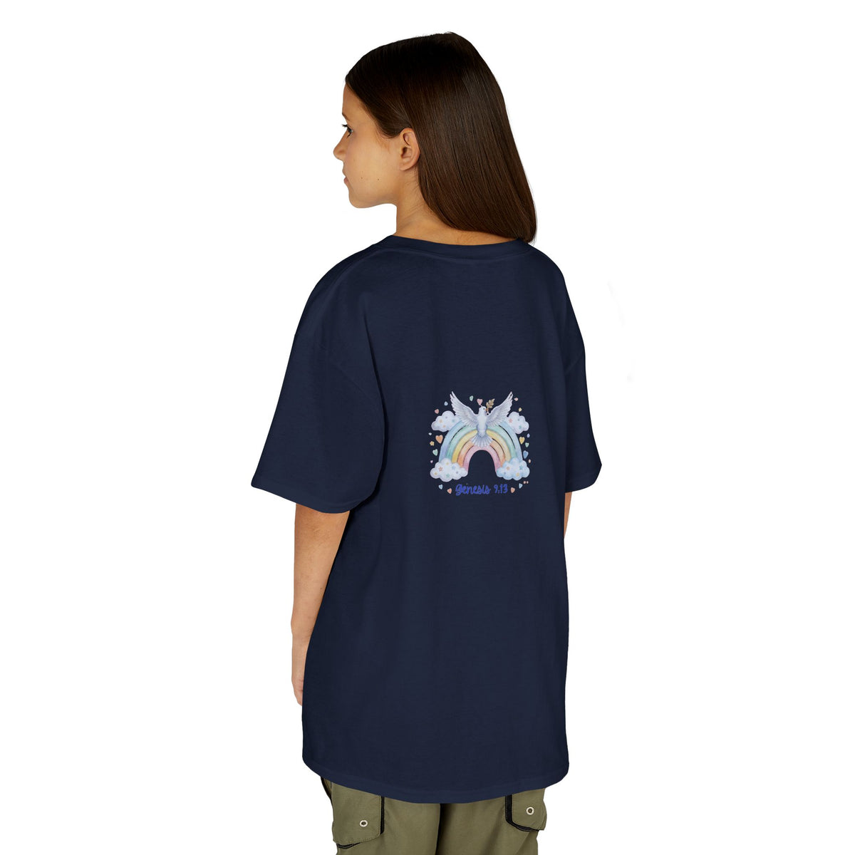 Christian Kids T-Shirt — "God Keeps His Promises" Rainbow Dove Tee | Psalm 145:13