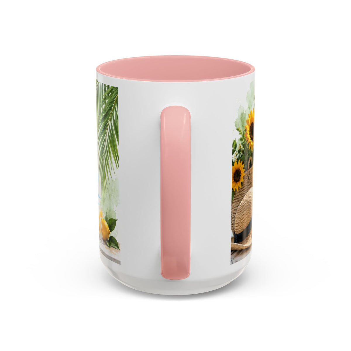 Hello Summer Accent Coffee Mug — Beach Vibes Lemon Palm Coastal Ceramic Mug (11/15oz)