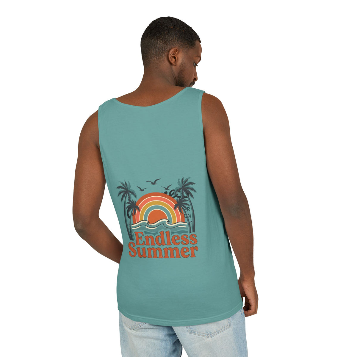 Endless Summer Tank Top — Retro Beach Palm Tree Surf Graphic