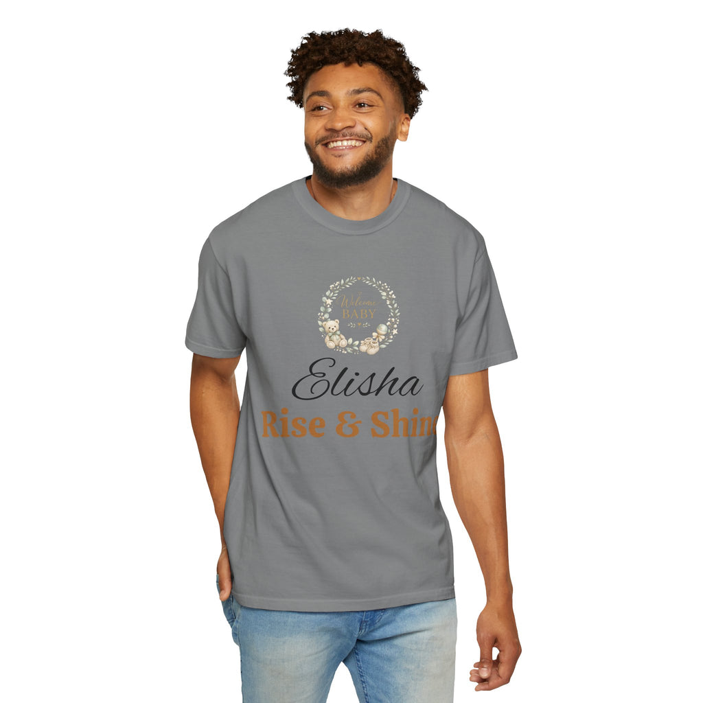 Personalized 'Rise & Shine' T-Shirt — Custom Name Floral Monogram Tee