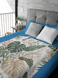 Botanical Monstera Velveteen Plush Blanket – Tropical Leaf Throw for Cozy Home Décor