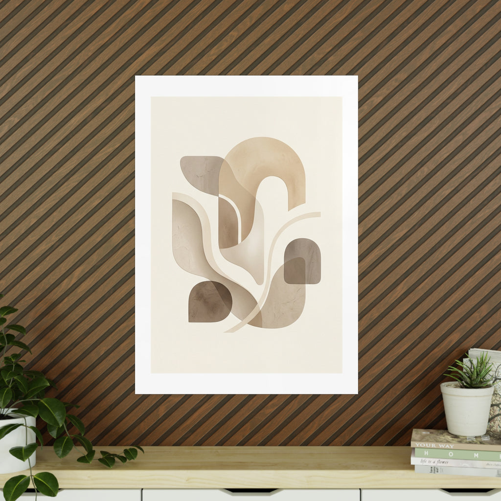 Beige Botanical Wall Art Poster — Minimalist Neutral Print, 250gsm Photo Paper, Matte or Satin