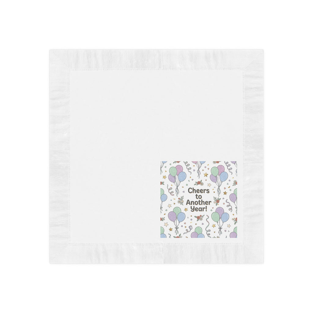 Cheers to Another Year Cocktail Napkins — Birthday & New Year Party Beverage Napkins