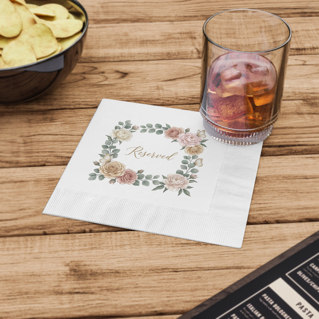 Reserved Floral Napkins — Elegant Wedding & Event Cocktail Napkins