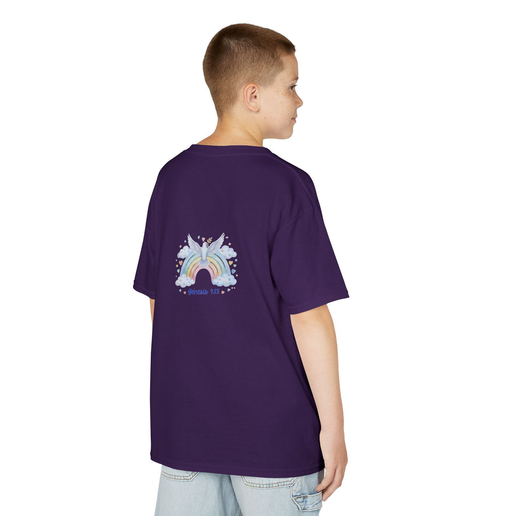 Christian Kids T-Shirt — "God Keeps His Promises" Rainbow Dove Tee | Psalm 145:13